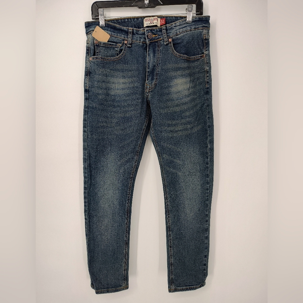 Hudson & Barrow Men's Denim Slim Stretch Straight Jeans Size 32x30